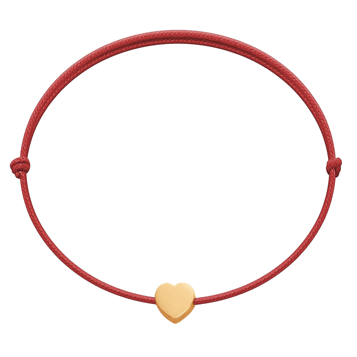 Schnurarmband rot mit Etincelle Herz aus 585er Gelbgold - Vorderansicht