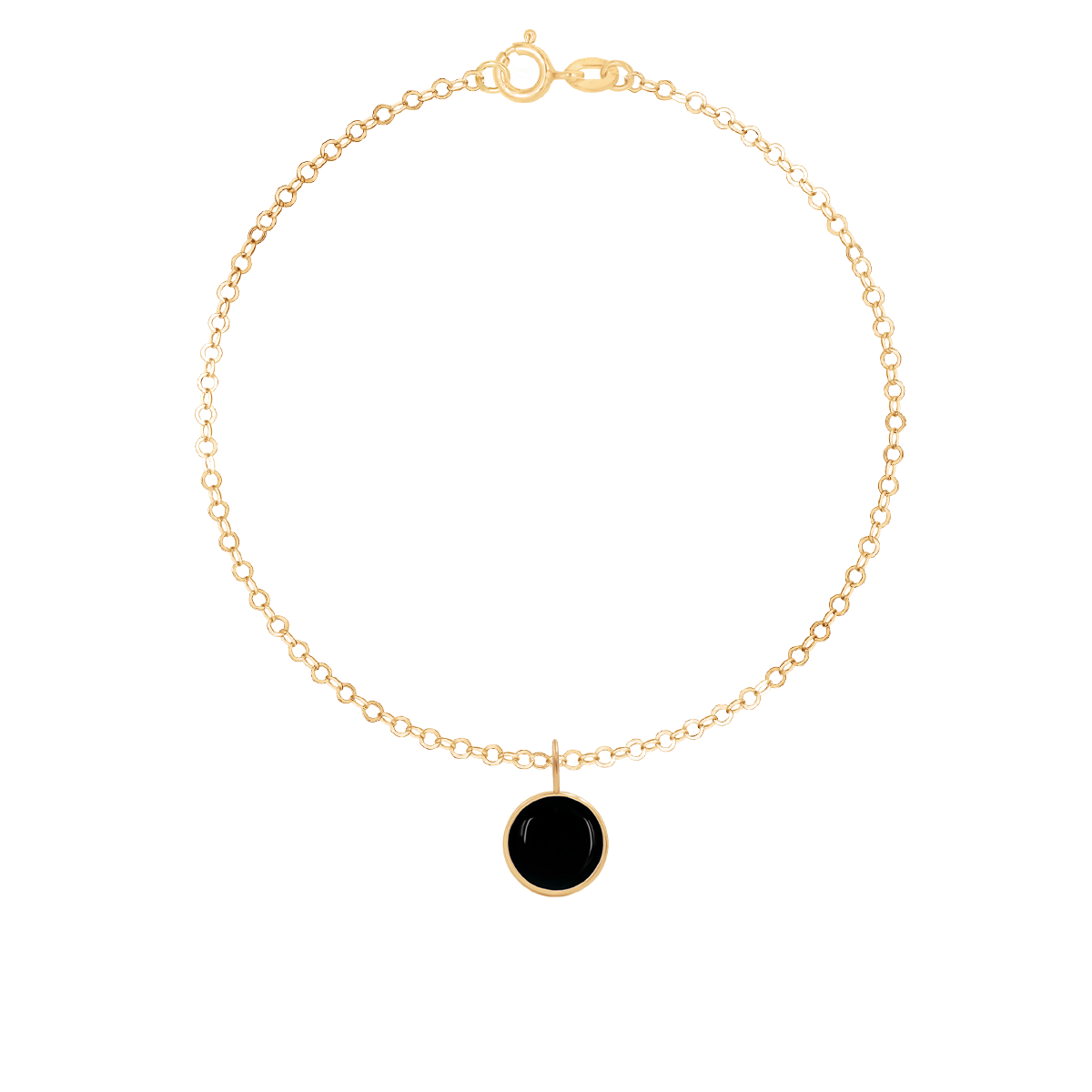 Armband Forzatina mit Medaillon 0,8 cm schwarzer Onyx in 585er Gelbgold Fassung