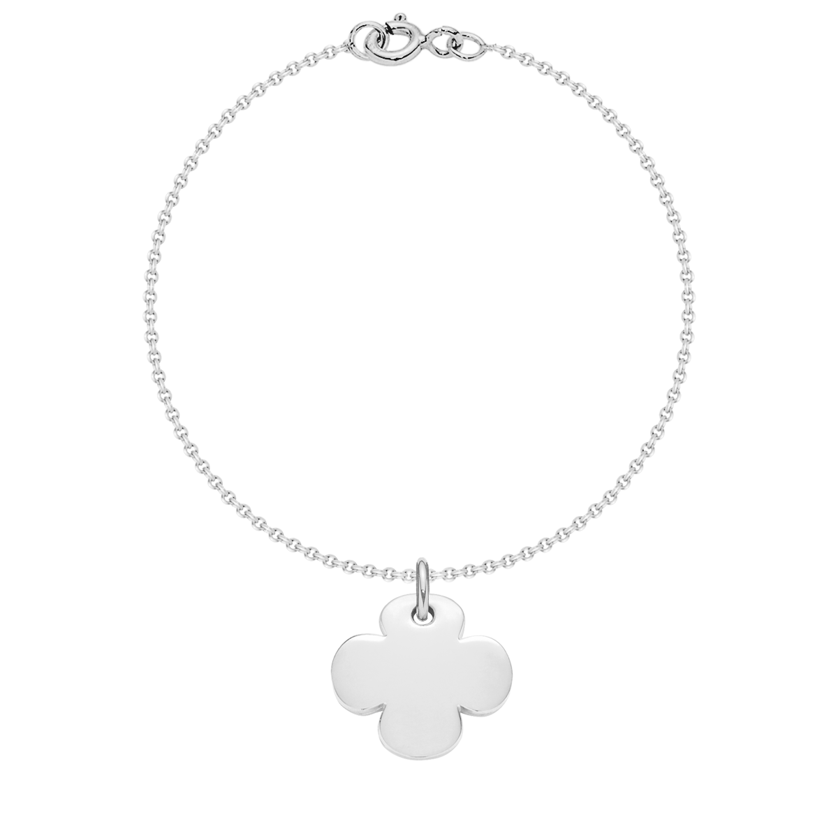 Armband Klassisch mit 1,5 cm rundem Kleeblatt silber - Vorderansicht