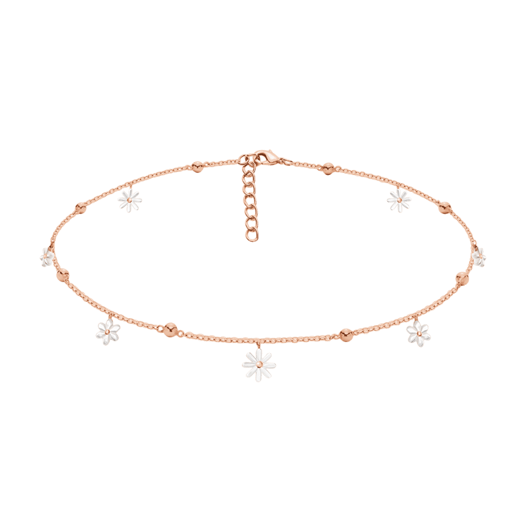 Choker „Flowers“, rosévergoldet, mit Vergissmeinnicht aus Perlmutt