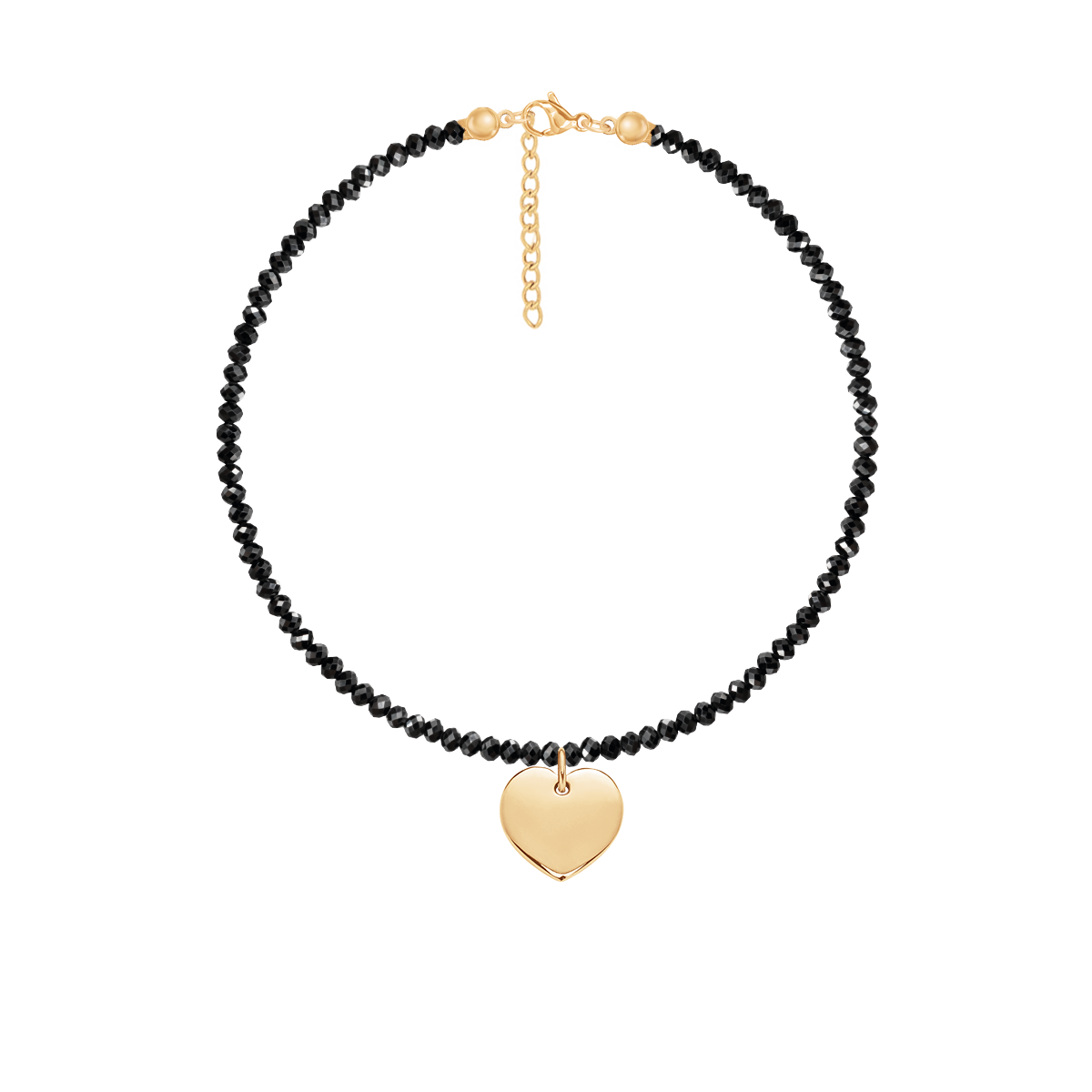 Armband aus Spinell Steinen mit Anhänger Herz 1 cm, vergoldet