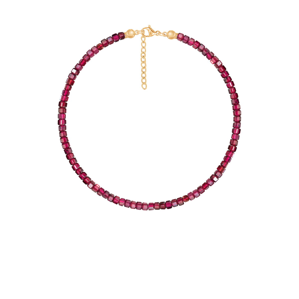 Armband aus Granat Steinen, vergoldet - Vorderansicht