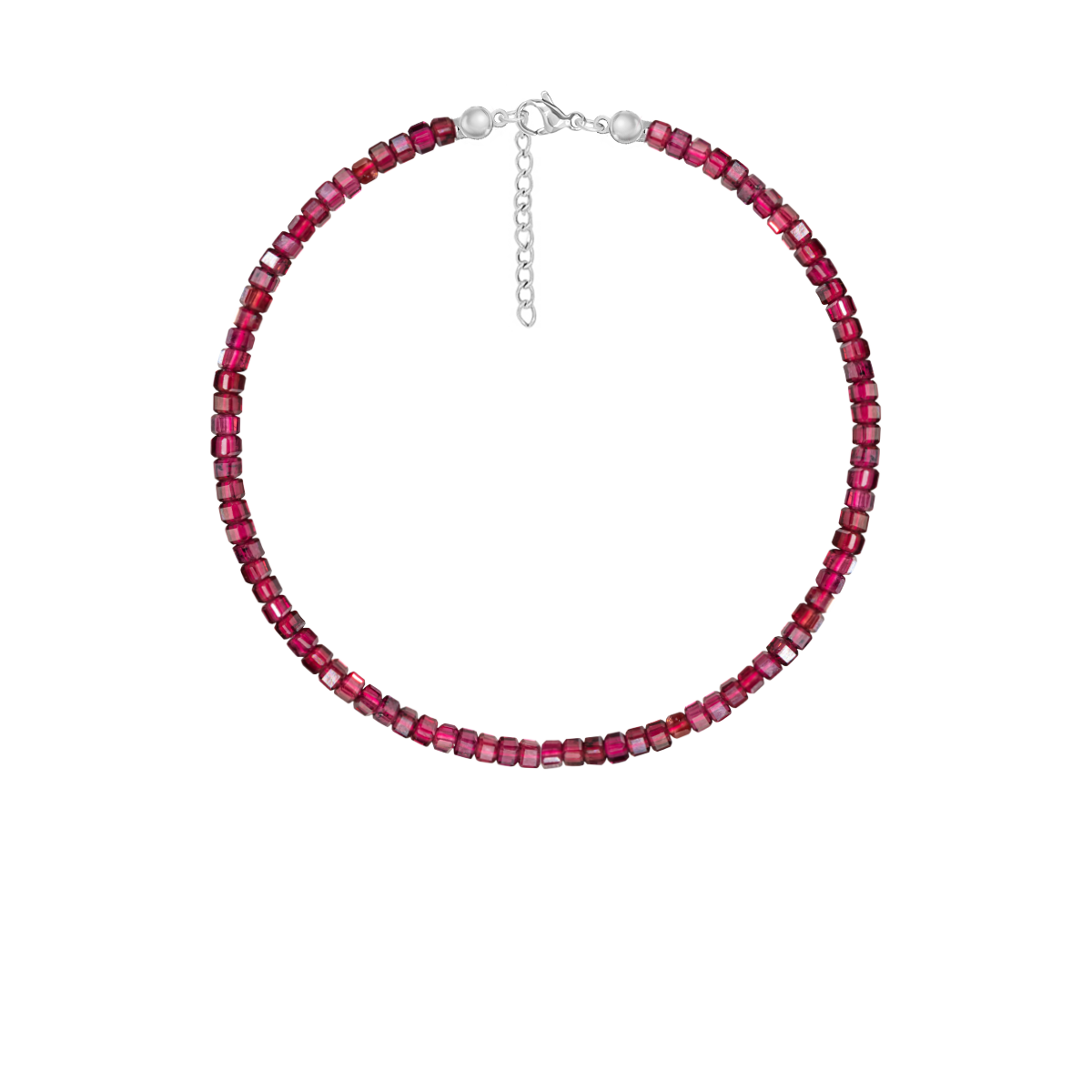 Armband aus Granat Steinen, versilbert - Vorderansicht