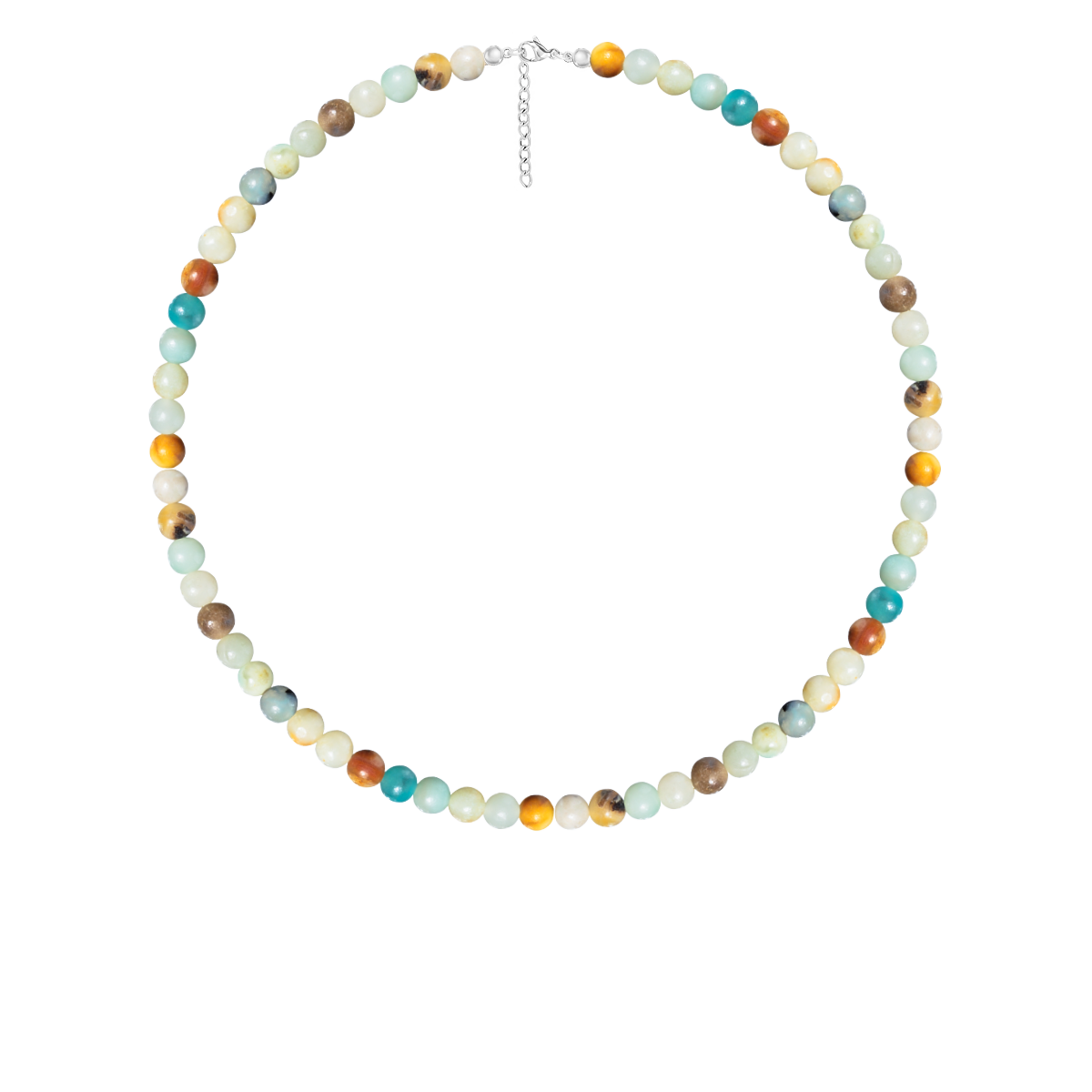 Halskette aus Trolleit Steinen, versilbert - Vorderansicht