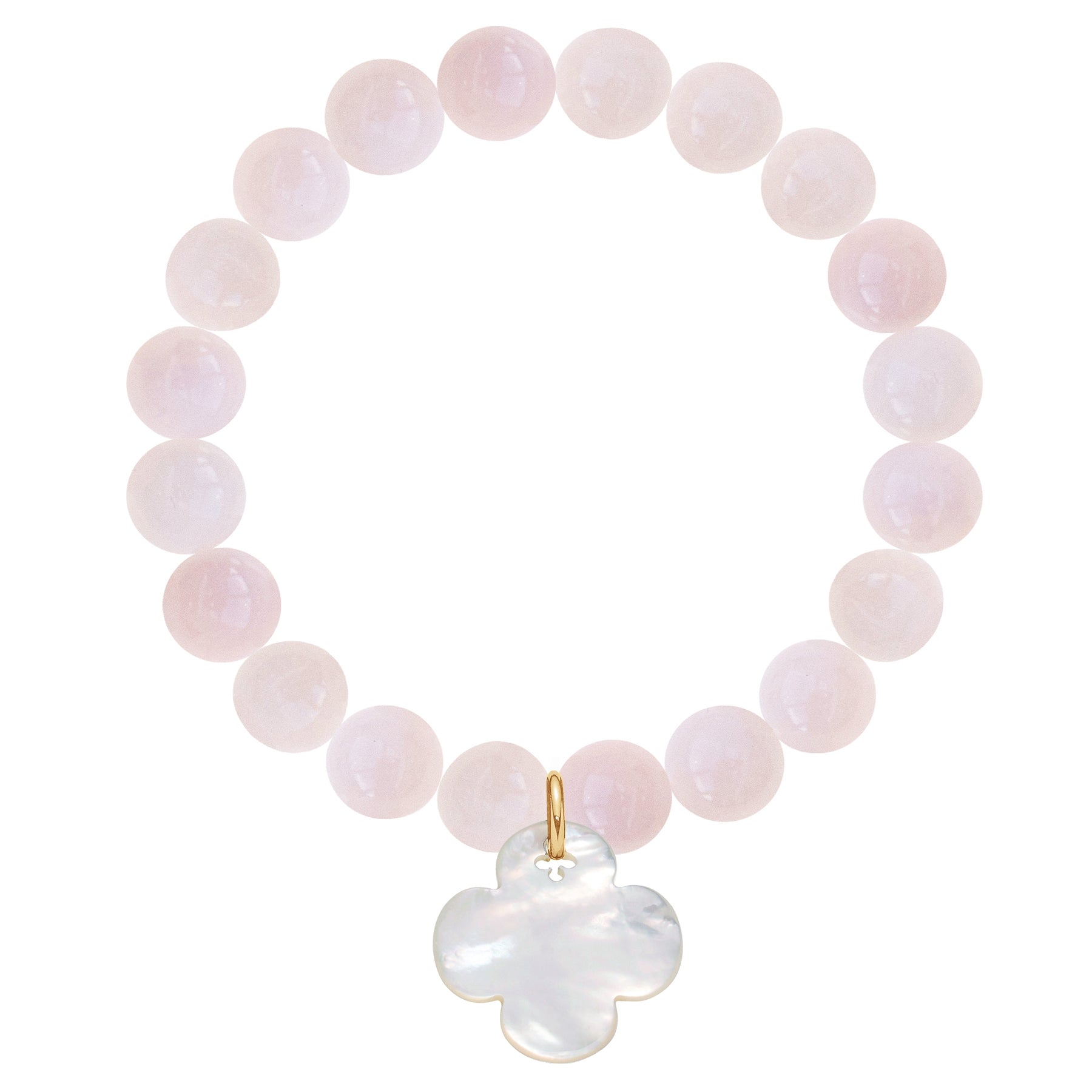 Kometenarmband aus Natursteinen mit einem runden Klee aus Perlenmasse - Vorderansicht