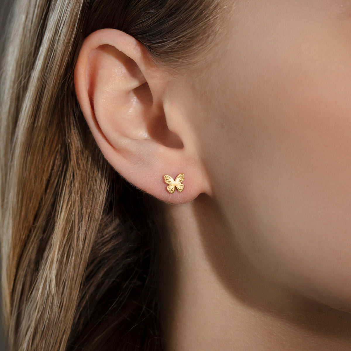 Ohrstecker Etincelle Schmetterlinge 585er Gelbgold - Detailansicht