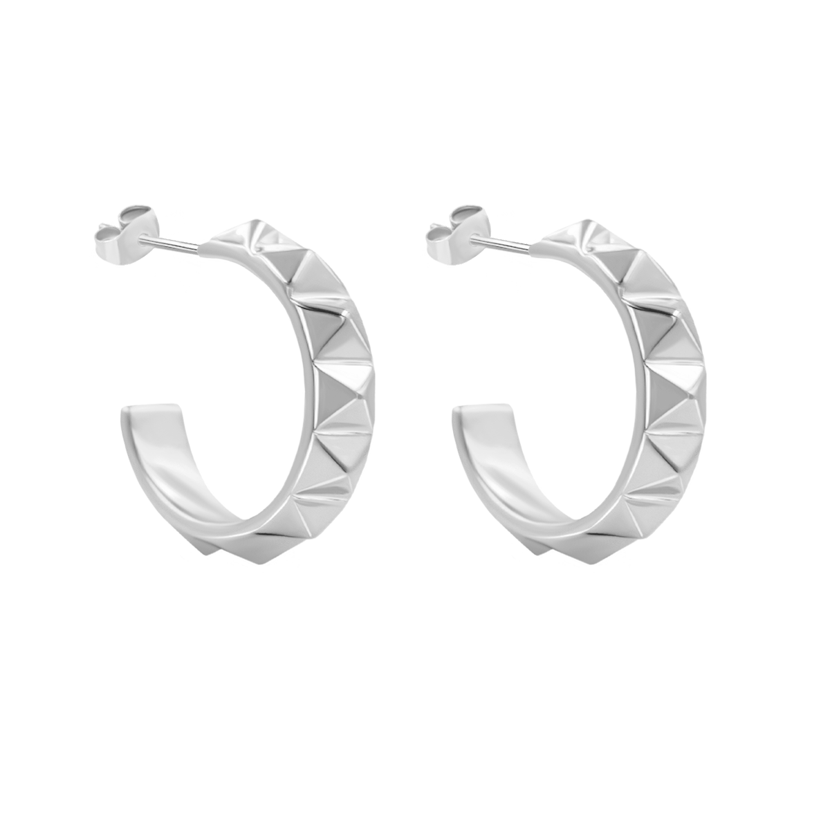 Ethno Ohrringe No.3, 1,3 cm, versilbert - Vorderansicht