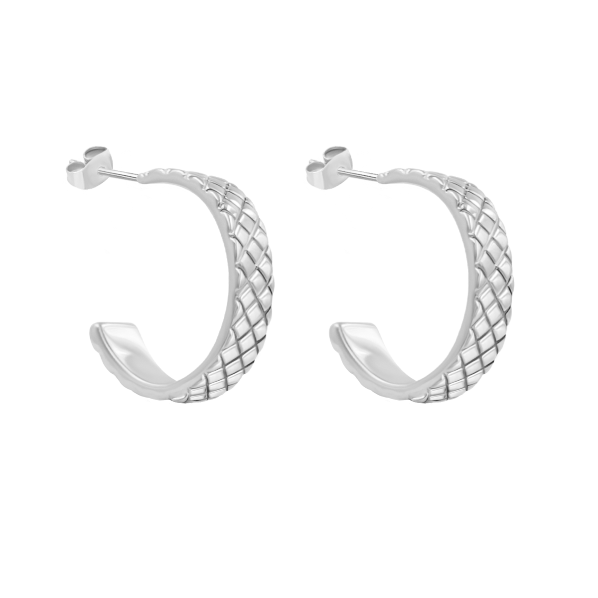 Ethno Ohrringe No.4, 1,3 cm, versilbert - Vorderansicht