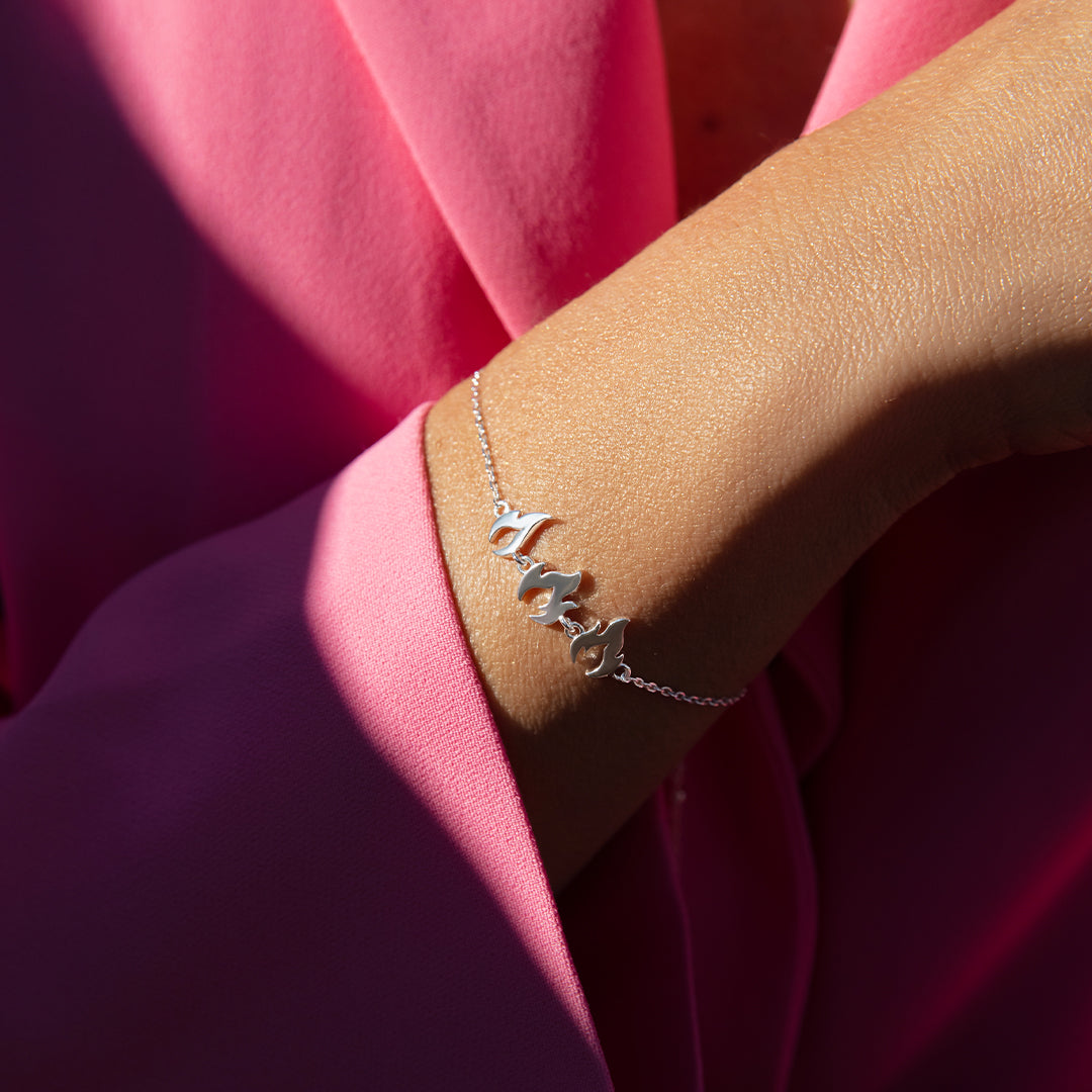 Armband Flamme versilbert - Detailansicht