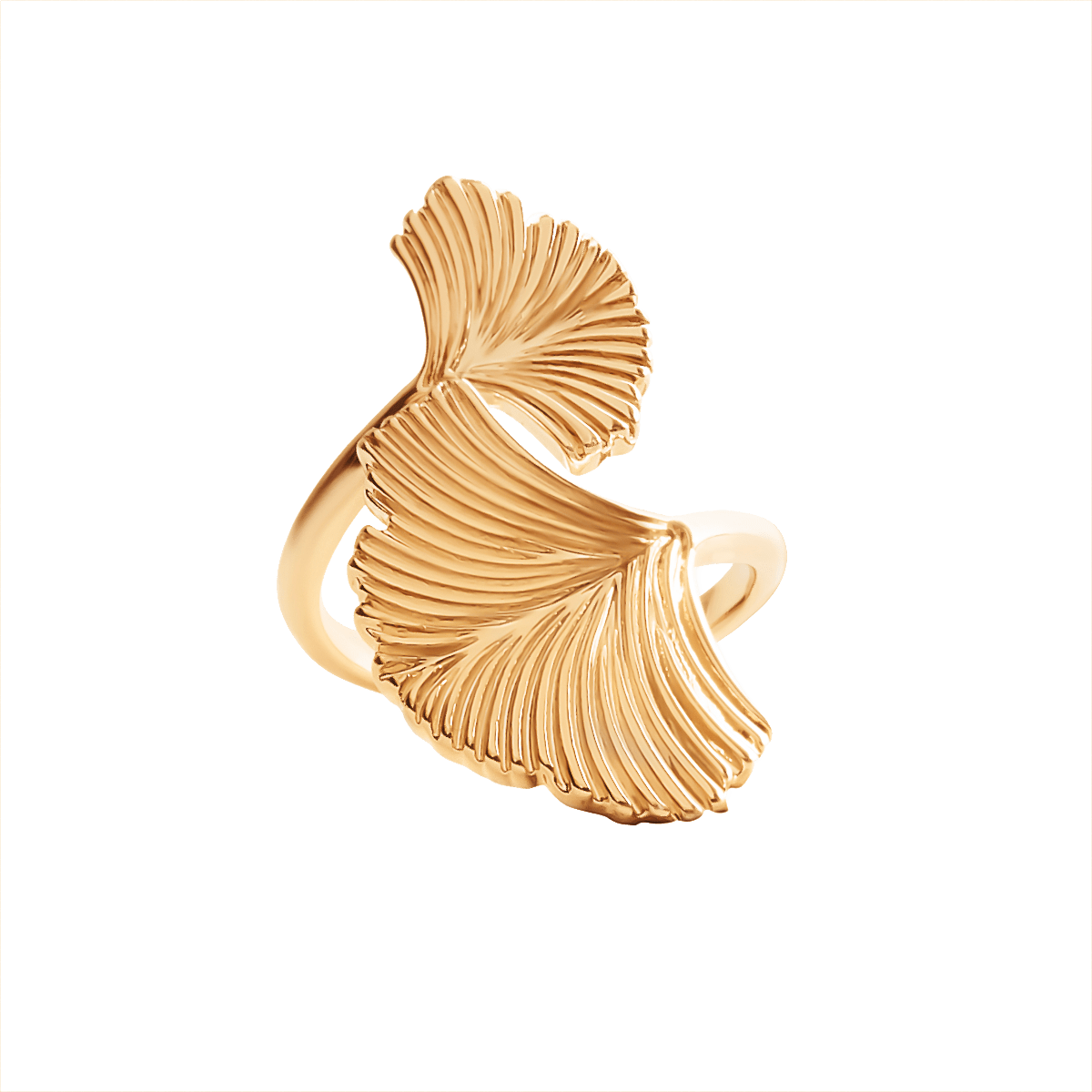 Ring Ginkgo vergoldet - Vorderansicht