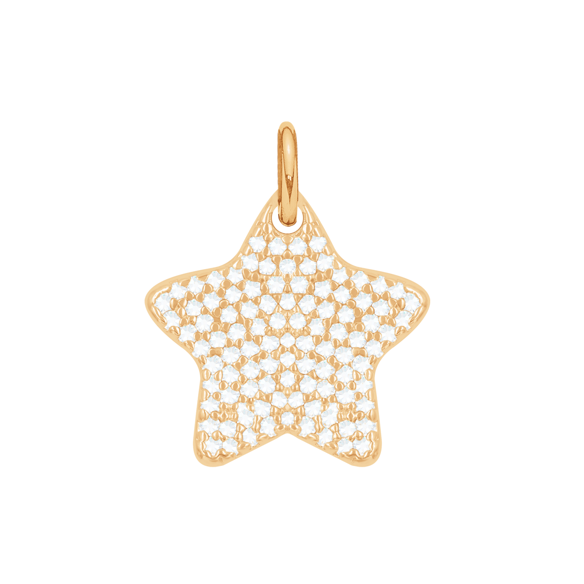 Stern mit weißen Zirkonen 1 cm, vergoldet - Vorderansicht
