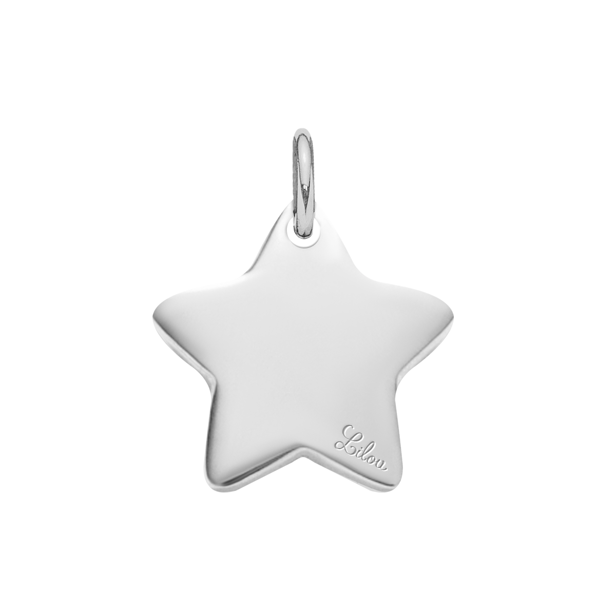 Sternanhänger, 1 cm, weiße Zirkonia, silberfarben, Rückseite