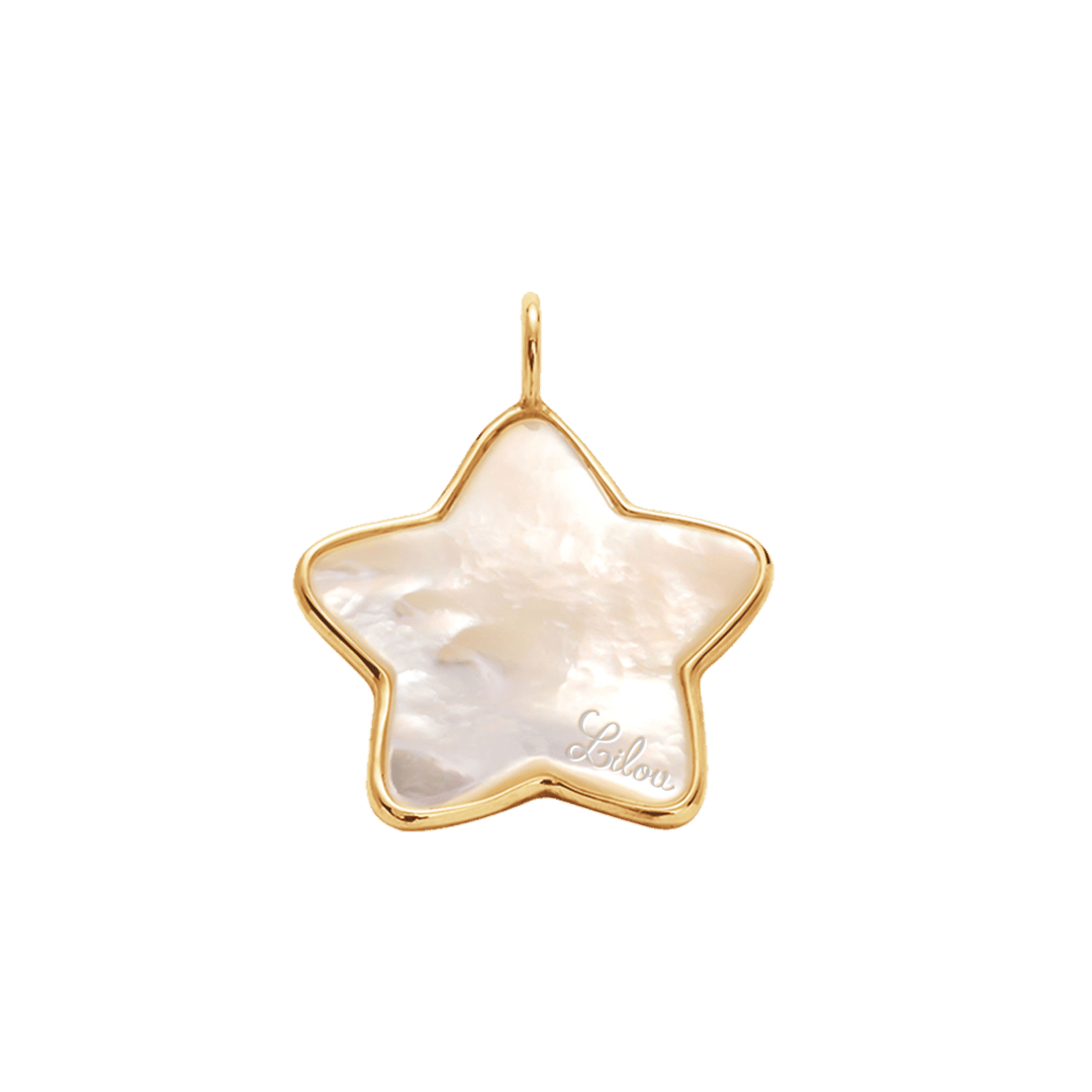 Anhänger Perlmutt Stern 1,5 cm in 585er Gelbgold Fassung - Detailansicht