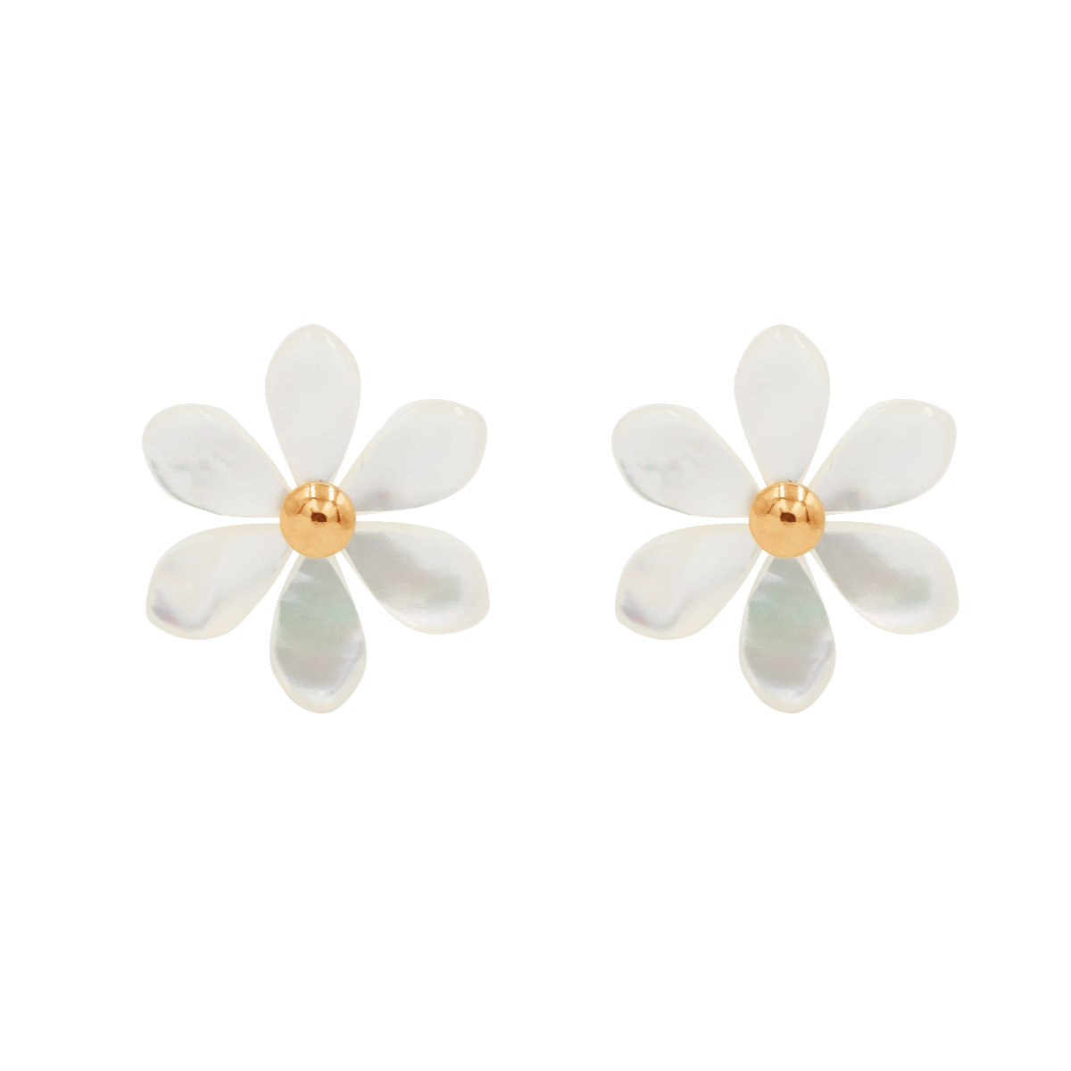 Flowers Ohrstecker vergoldet mit Perlmutt Vergissmeinnicht - Vorderansicht