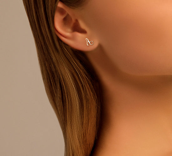 Ohrstecker Achtelnote silber - Detailansicht