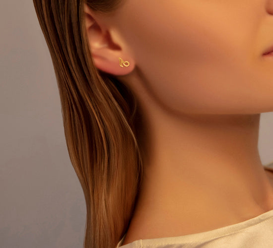 Ohrstecker Achtelnote vergoldet - Detailansicht