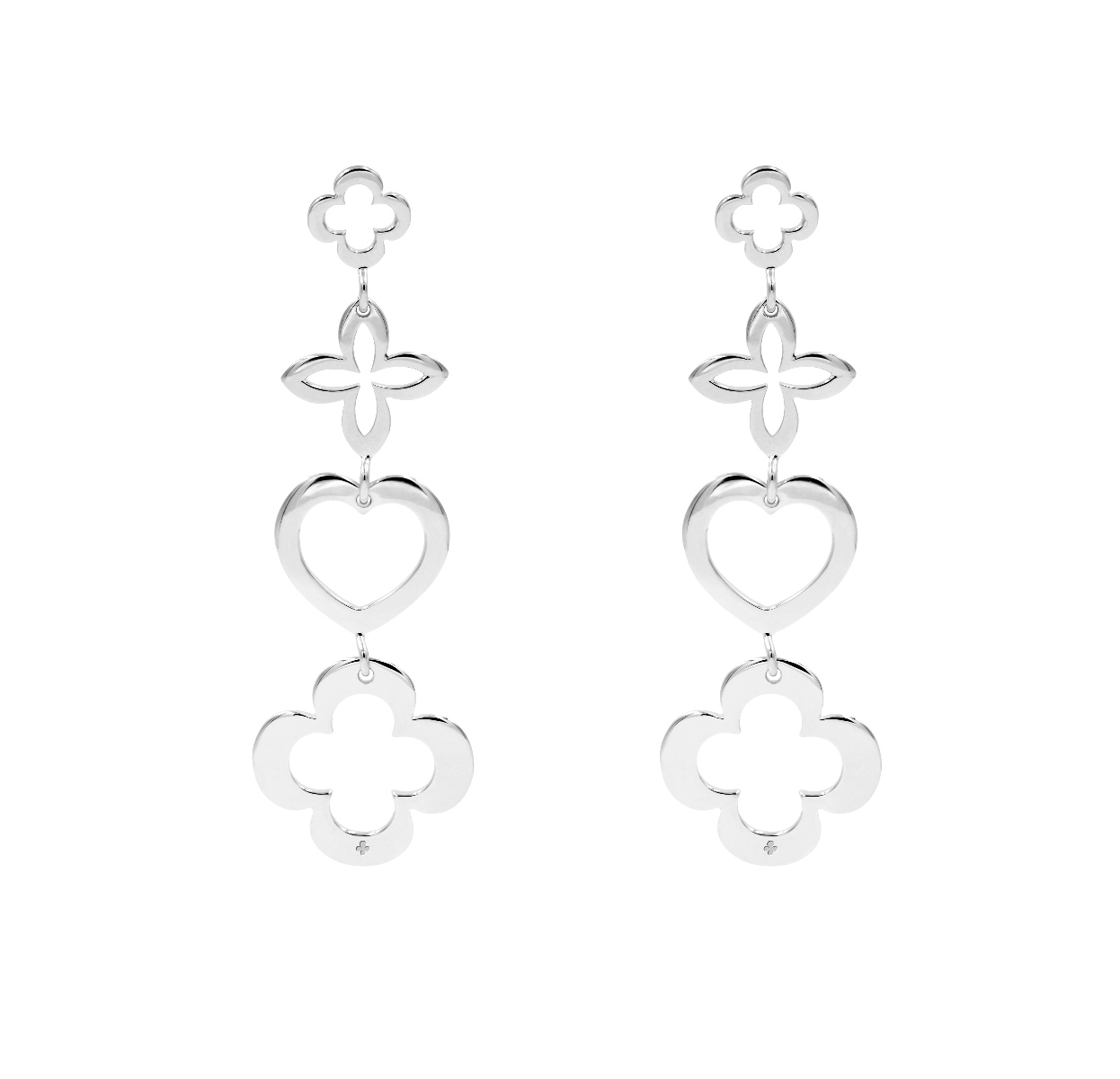 Ohrringe Kleeblatt 4 Elemente silber - Vorderansicht