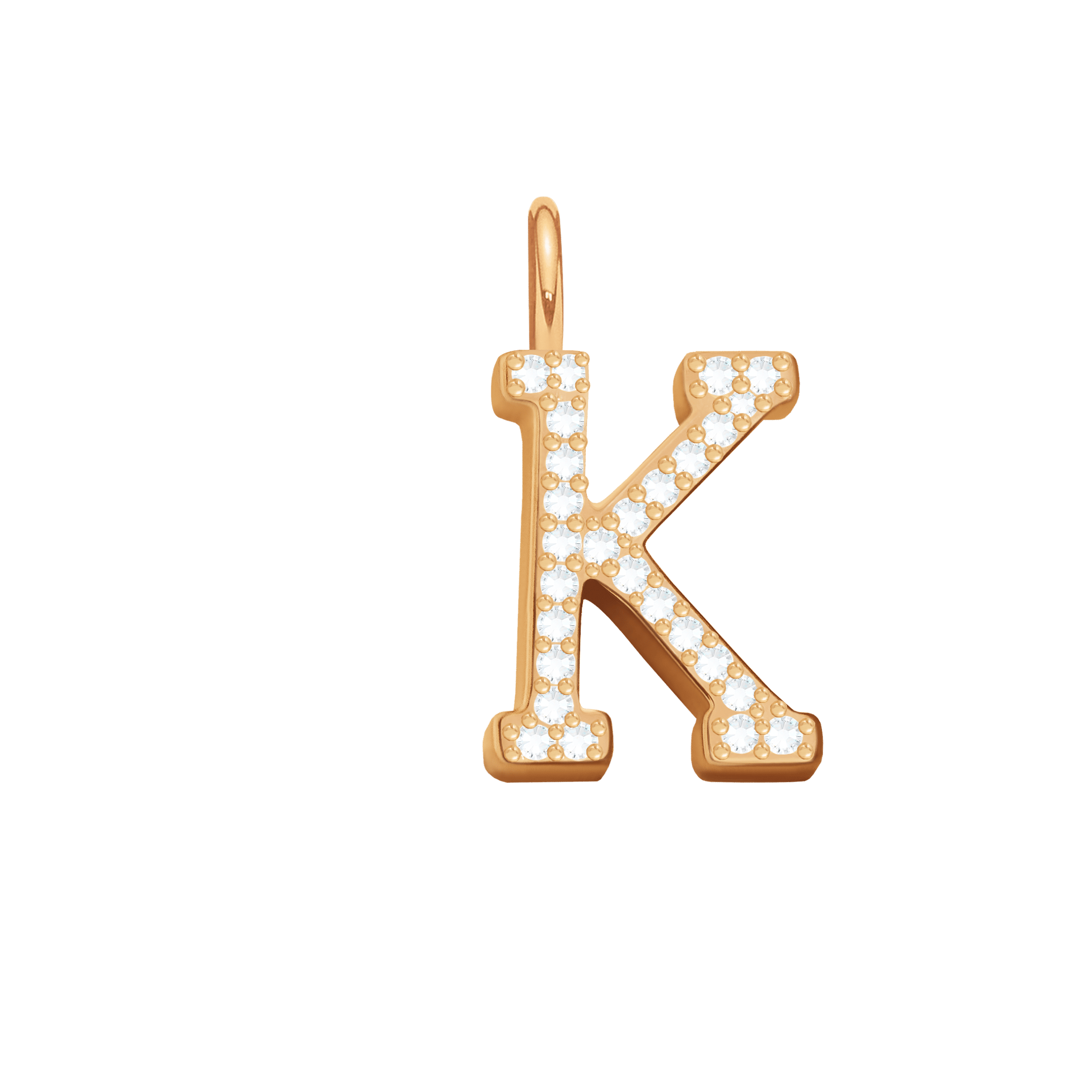 Buchstabe K mit Zirkonia - Vorderansicht