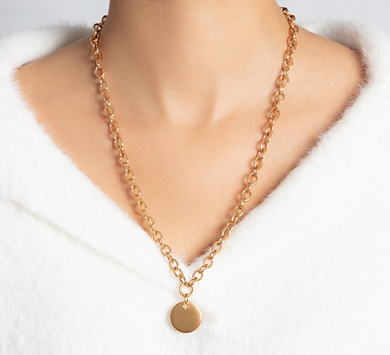 Halskette No.1 mit 2 cm Medaillon vergoldet - Detailansicht