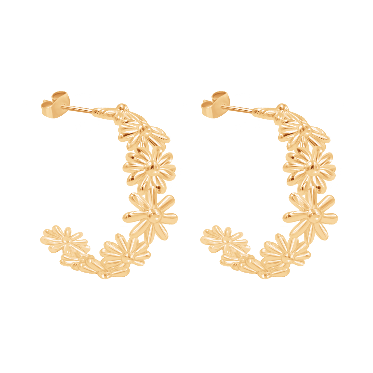 Flowers Ohrringe 2 cm vergoldet - Vorderansicht