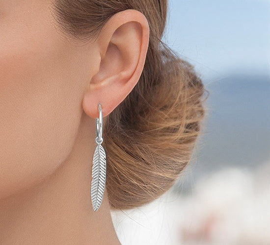 Ohrring Feder links silber - Produktbild Lilou