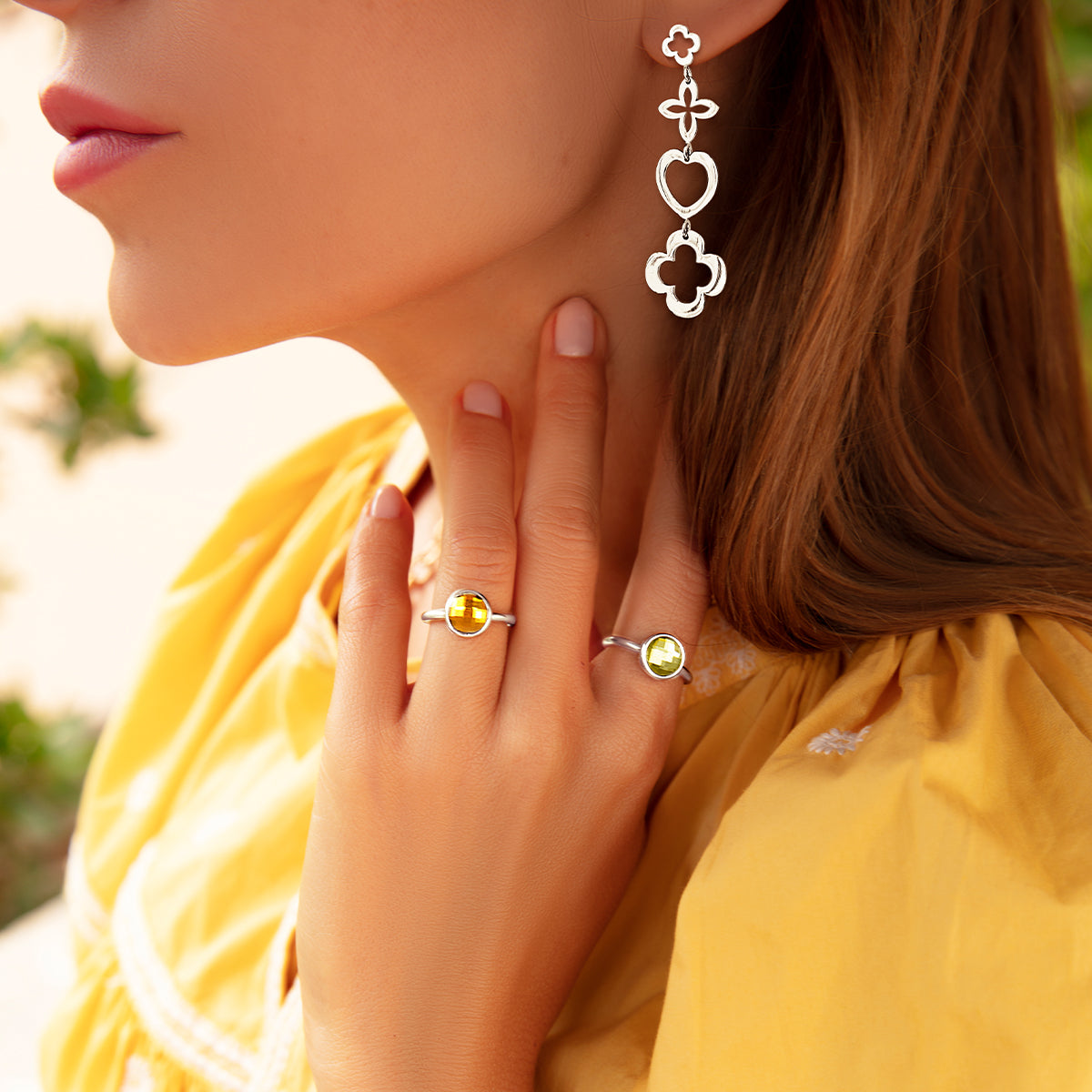 Ohrringe Kleeblatt 4 Elemente silber - Detailansicht