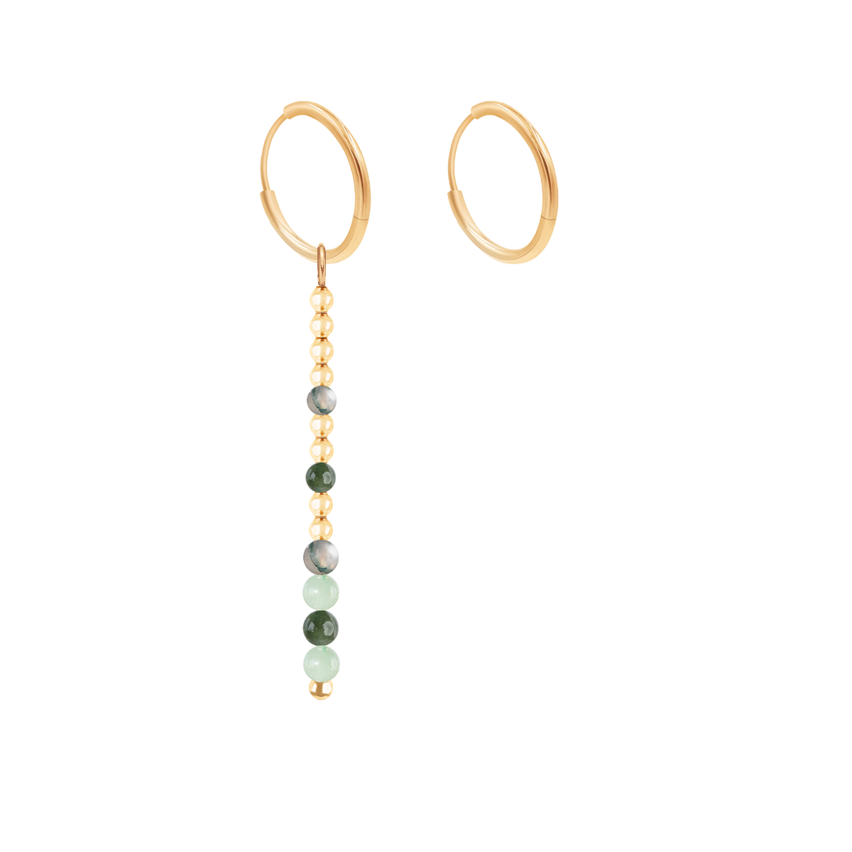 Ohrringe Mini Kreolen mit Anhänger Planets 4,5 cm, vergoldet - Vorderansicht