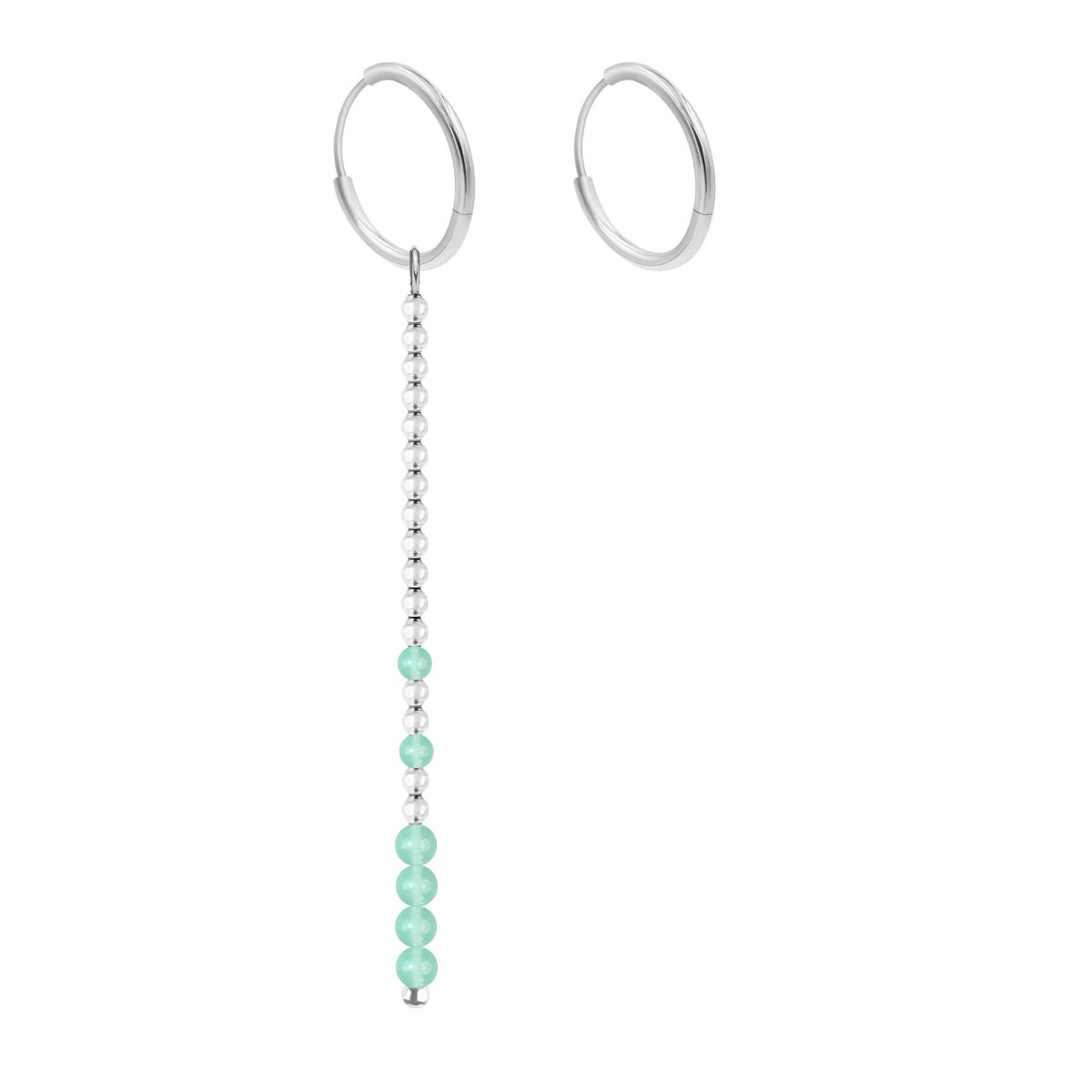 Ohrringe Mini Kreolen mit Anhänger Planets 6 cm, versilbert - Vorderansicht
