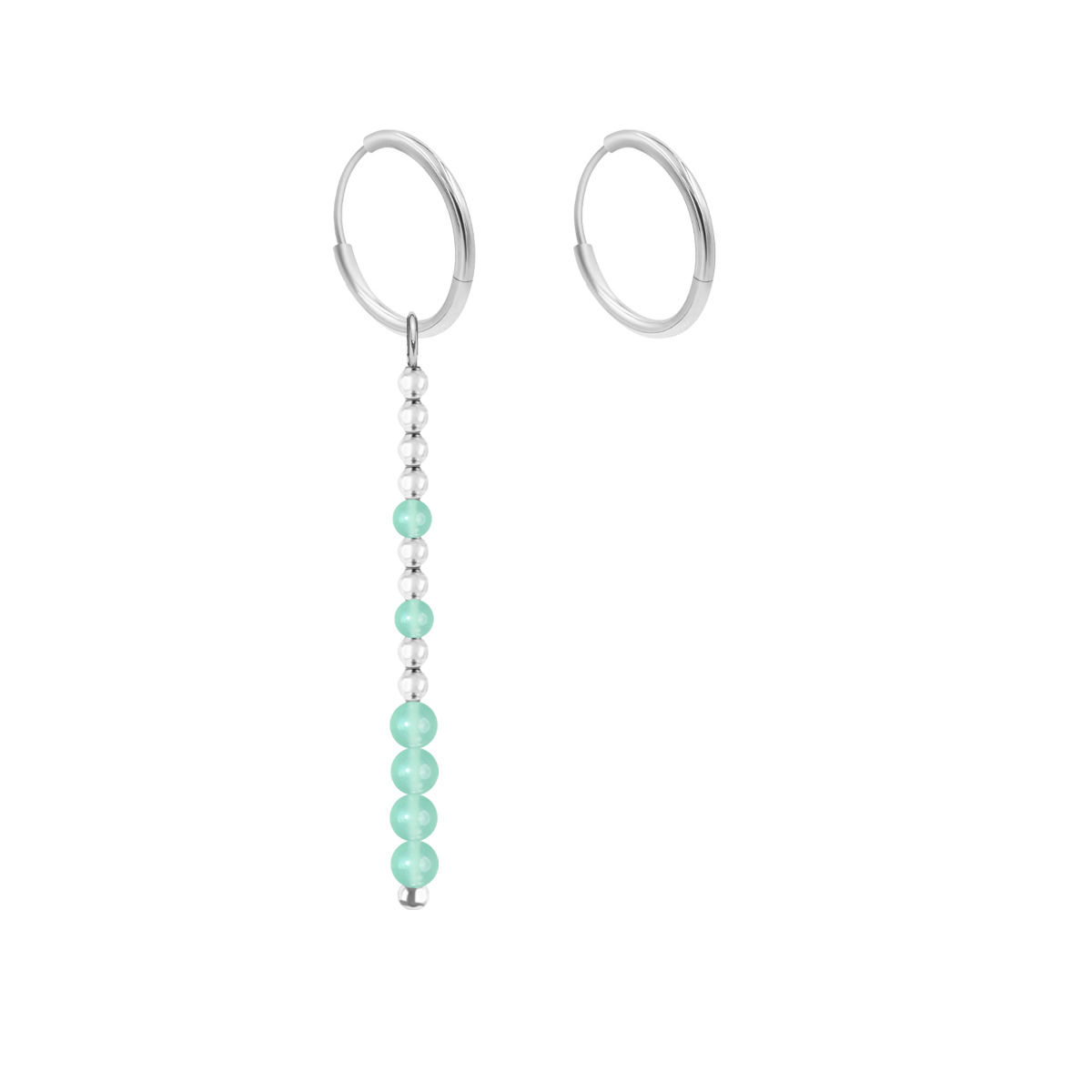 Ohrringe Mini Kreolen mit Anhänger Planets 4,5 cm, versilbert - Vorderansicht