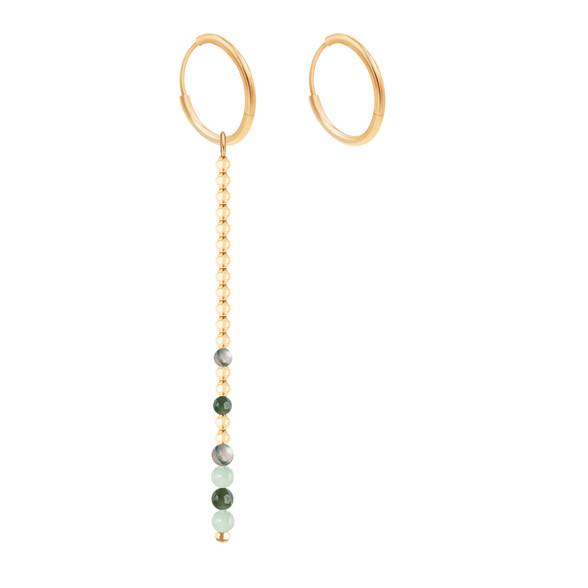 Ohrringe Mini Kreolen mit Anhänger Planets 6 cm, vergoldet - Vorderansicht