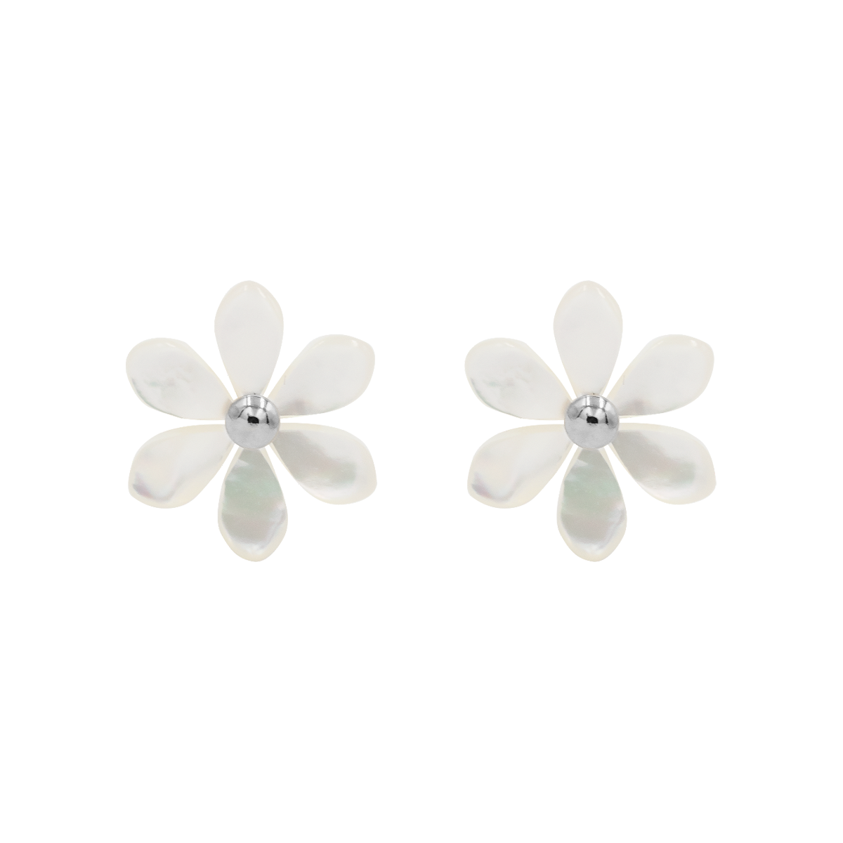 Flowers Ohrstecker versilbert mit Perlmutt Vergissmeinnicht - Vorderansicht