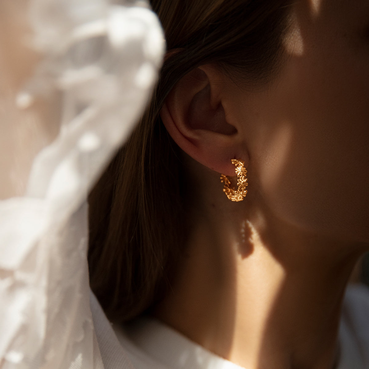 Flowers Ohrringe 2 cm vergoldet - Detailansicht