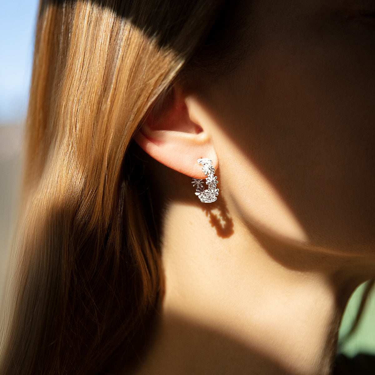 Flowers Ohrringe 2 cm versilbert - Detailansicht