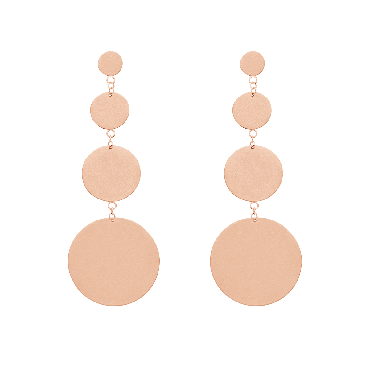 Lune-Ohrringe mit vier mattierten Elementen, rosévergoldet