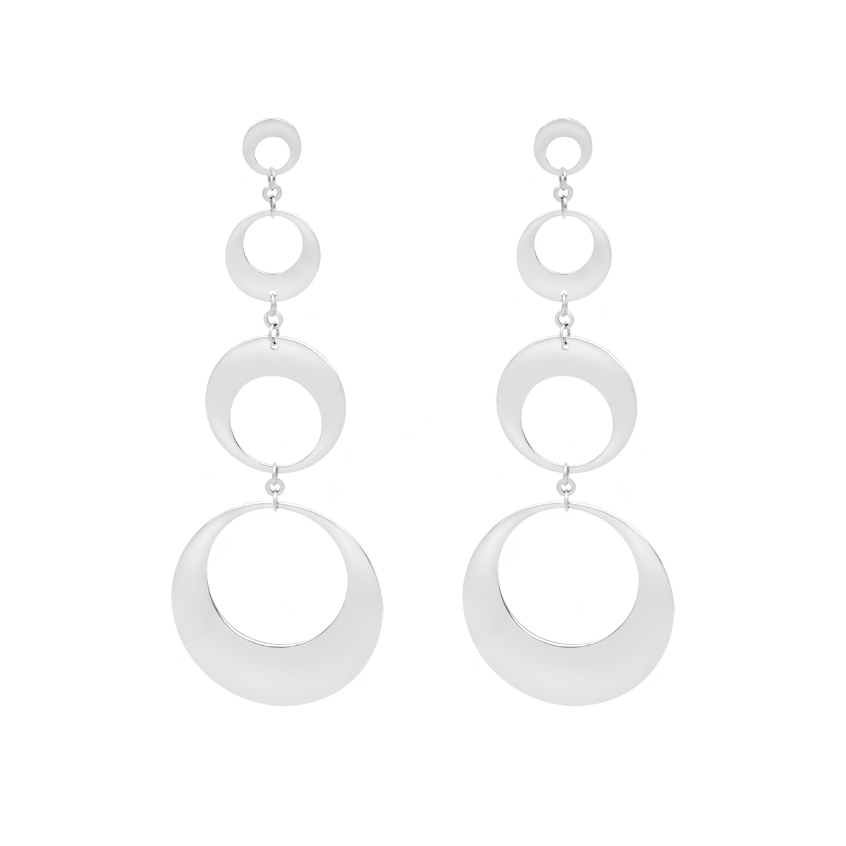 Lune Ohrringe 4 Elemente durchbrochen versilbert - Vorderansicht