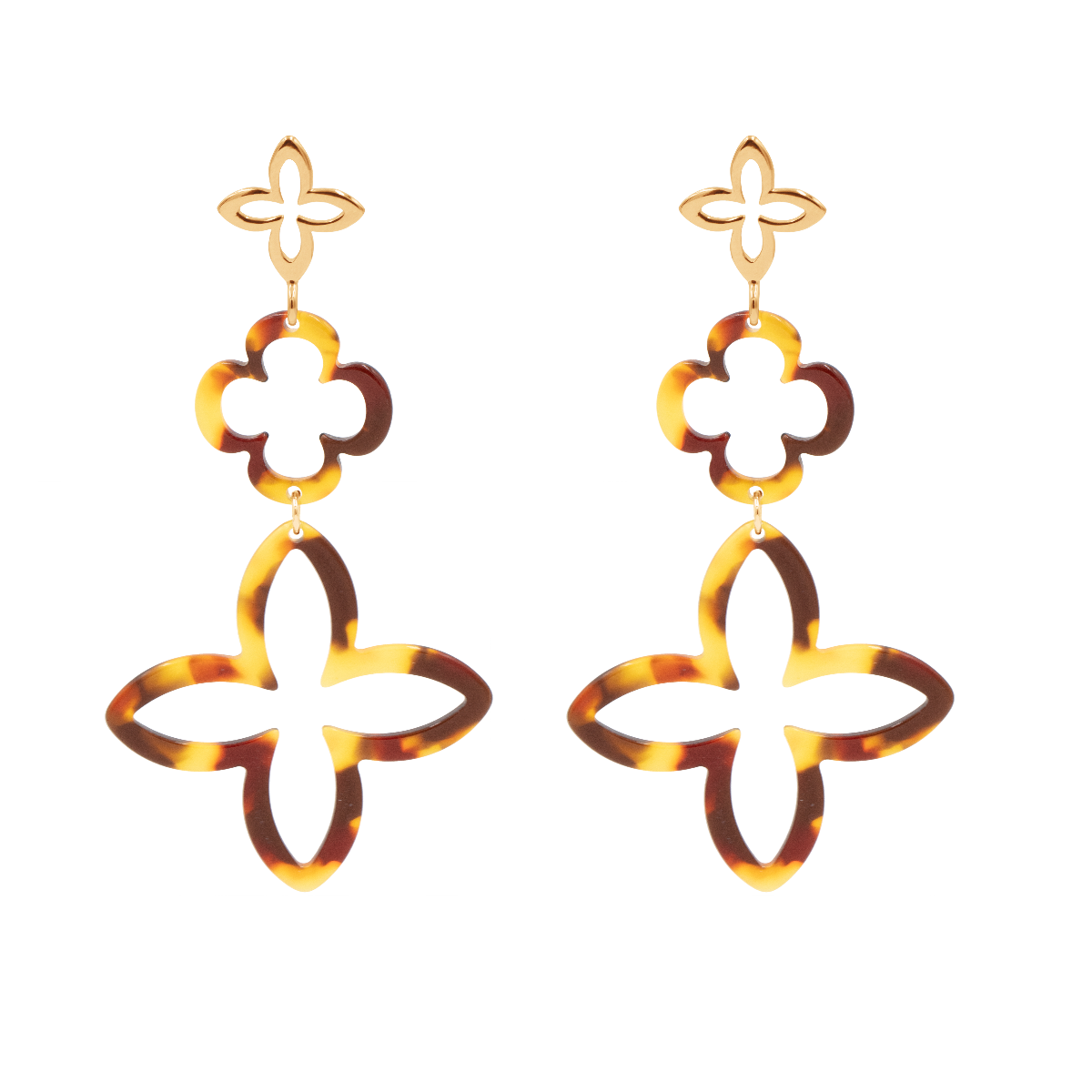 Ohrringe Lilien aus Harz, offen gearbeitet - Vorderansicht