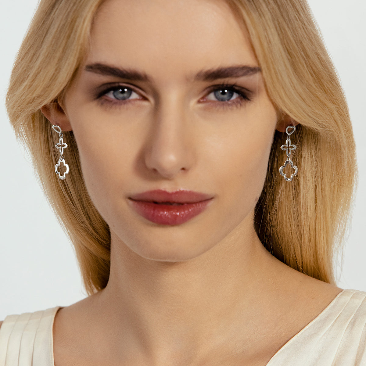 Ohrringe Herz 3 Elemente silber - Weitere Detailansicht