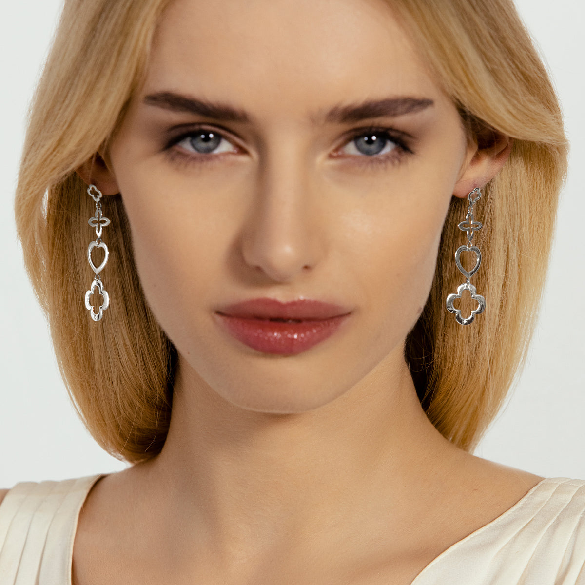 Ohrringe Kleeblatt 4 Elemente silber - Weitere Detailansicht