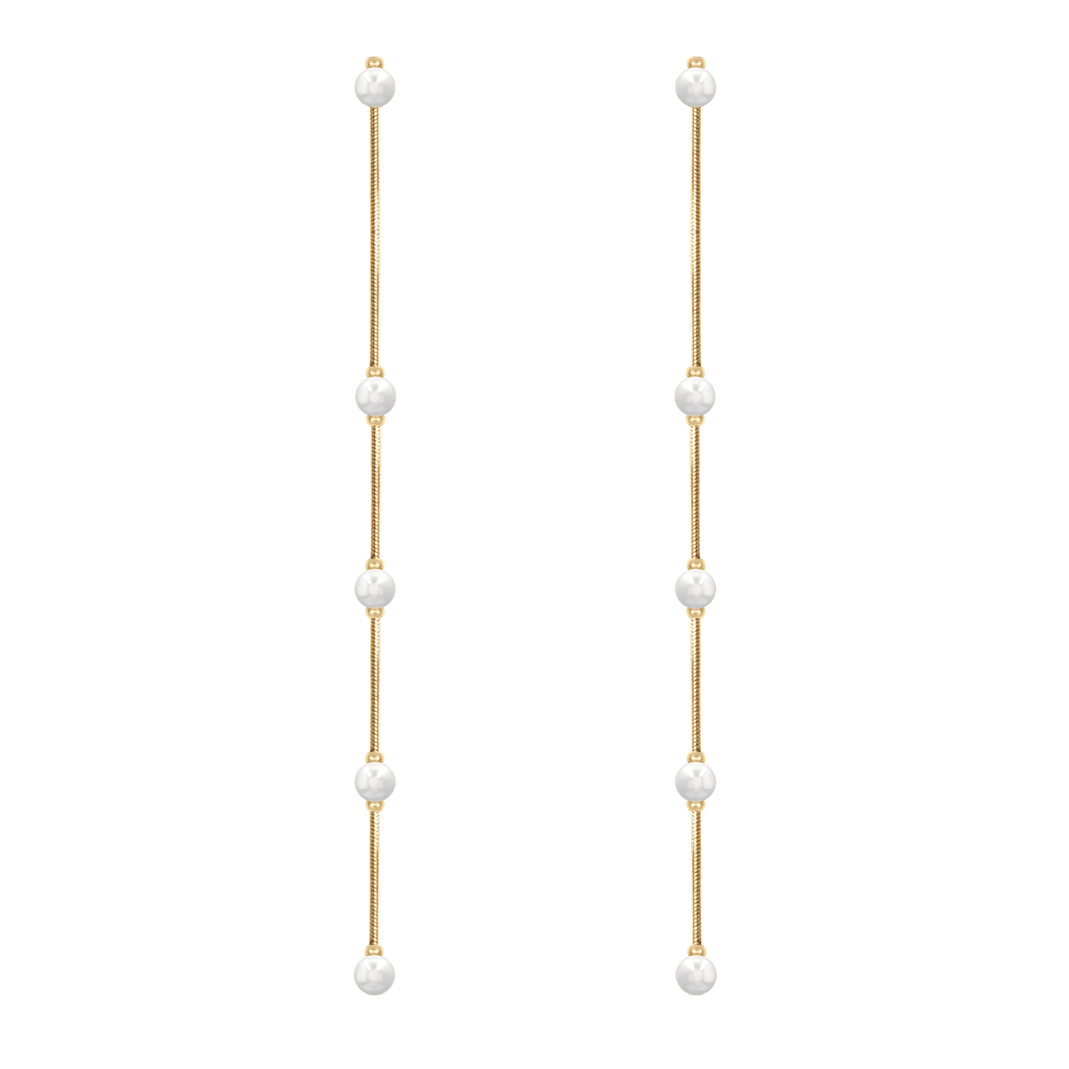 Hängende Ohrringe mit Perlen No. 1, vergoldet - Vorderansicht