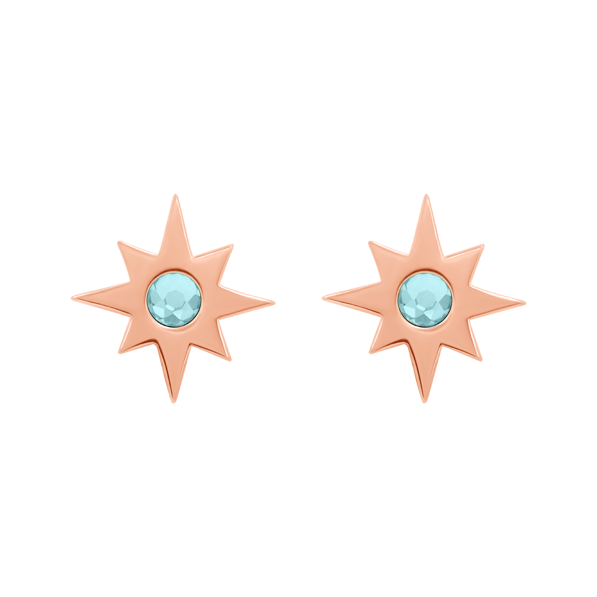 Ohrringe Star rosevergoldet mit grünem Quarz - Vorderansicht