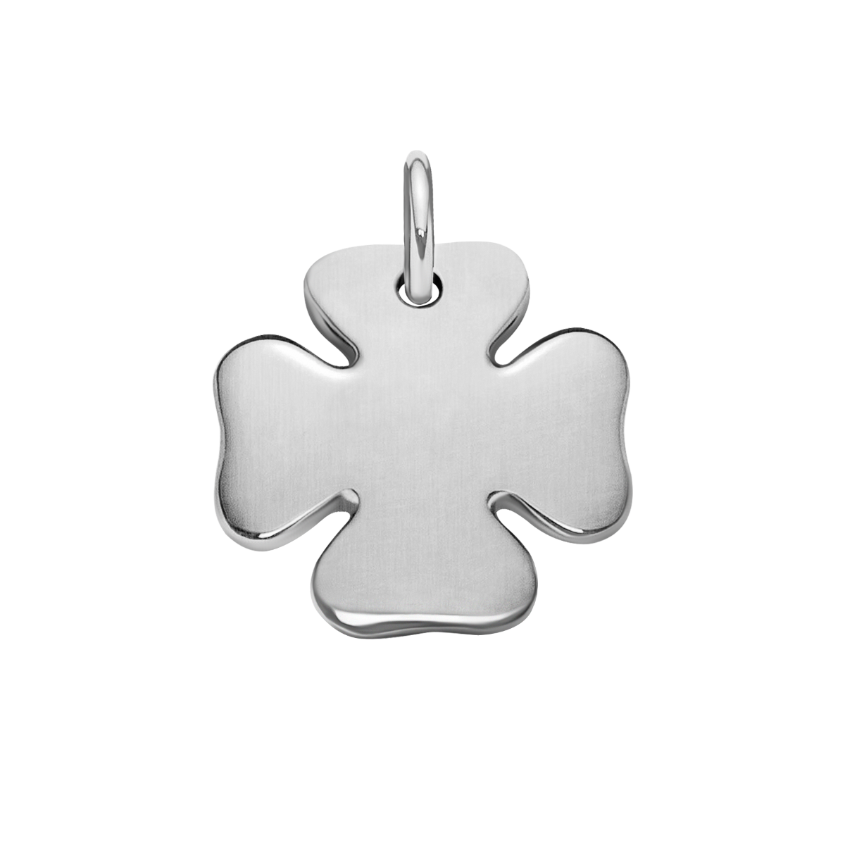 Anhänger Kleeblatt eckig 1,5 cm gebürsteter Stahl