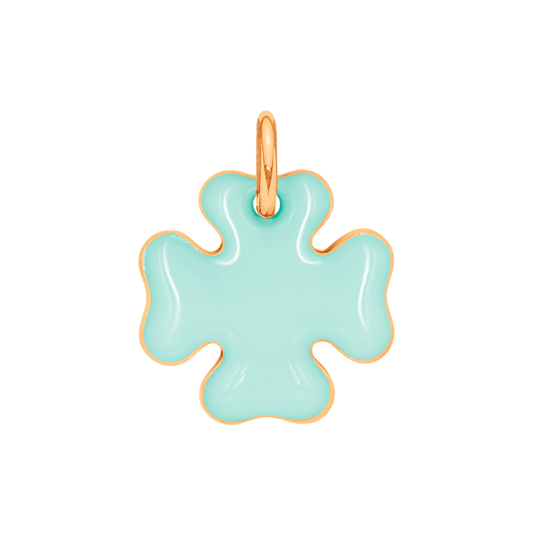 Kleeblattanhänger, 1,5 cm, mintfarbene Emaille, vergoldet