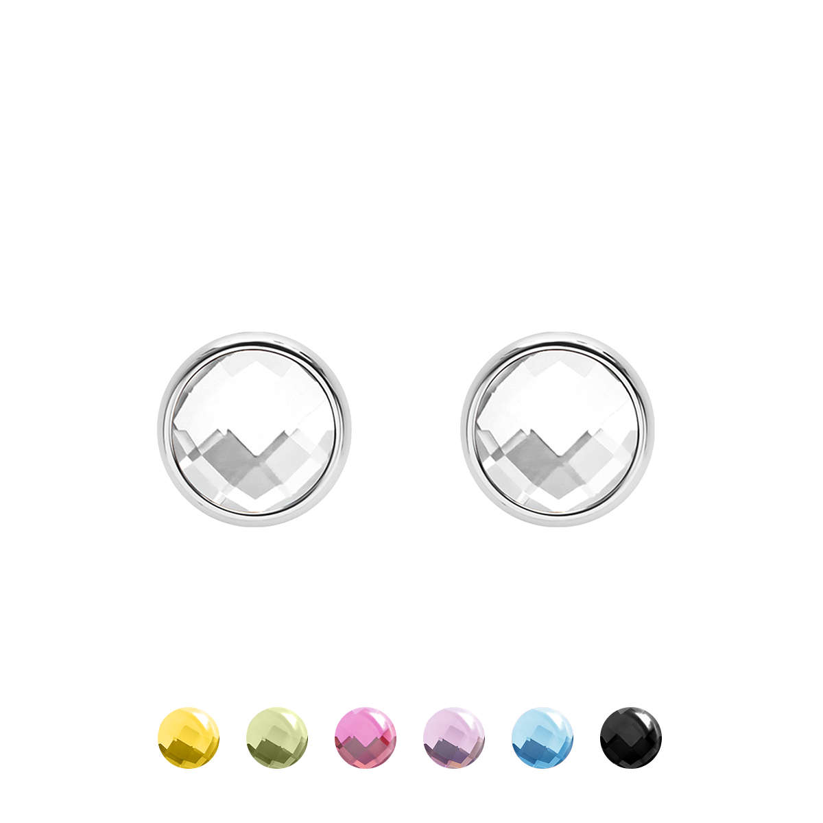 Ohrringe mit weißem Quarz, versilbert - Vorderansicht