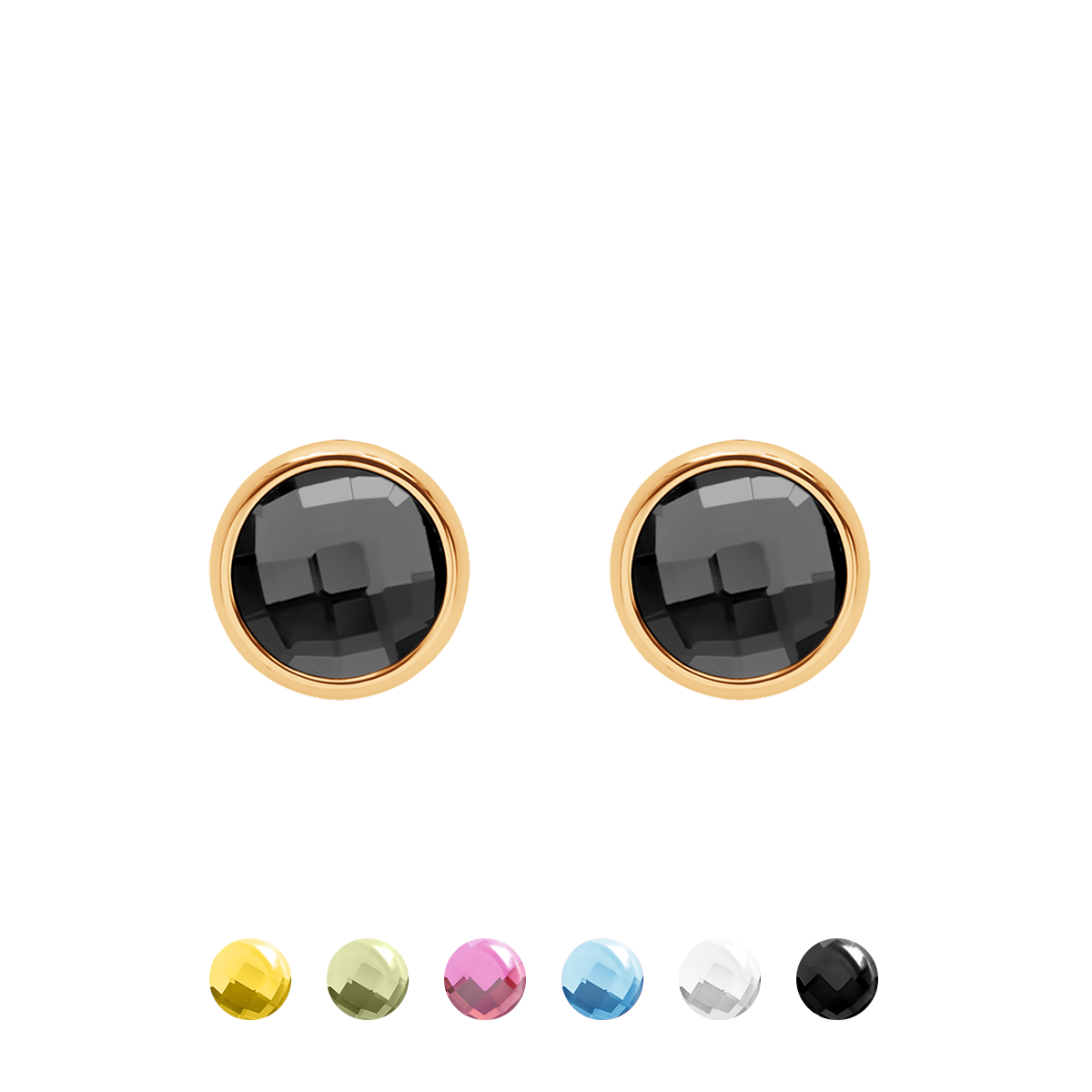 Ohrringe mit schwarzem Quarz vergoldet - Vorderansicht