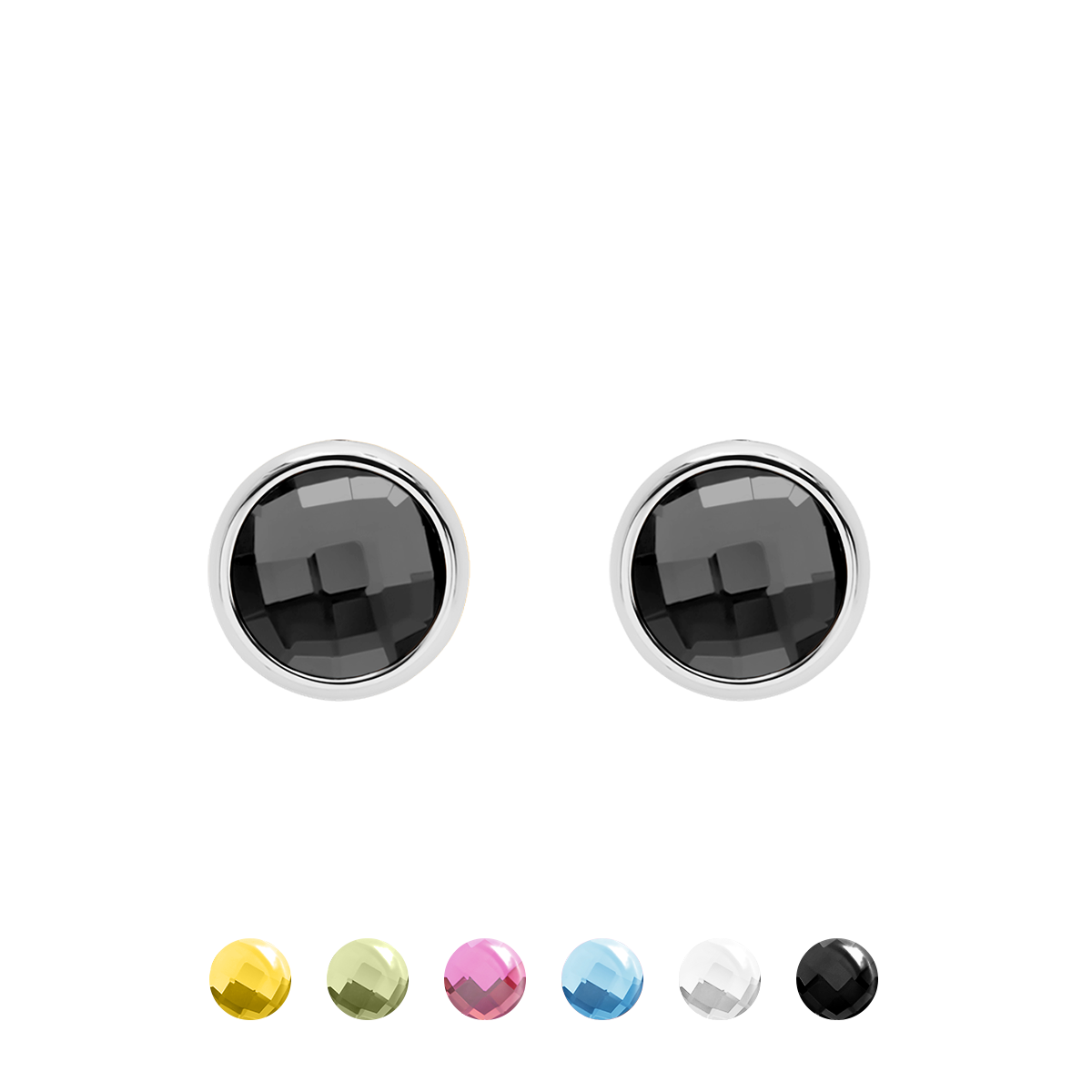 Ohrringe mit schwarzem Quarz versilbert - Vorderansicht