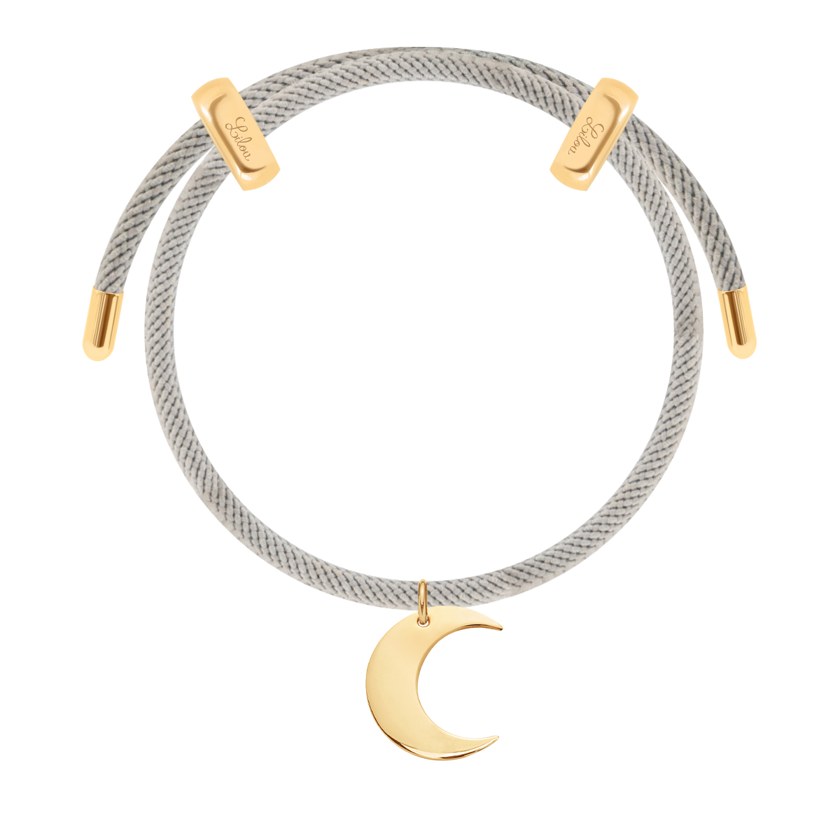 Armband Liana in hellgrauer Farbe mit Lune-Anhänger, vergoldet - Vorderansicht