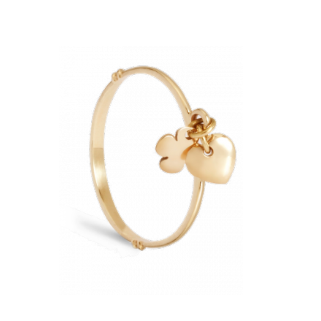 Herzring aus 585er Gelbgold mit Kleeblatt-Anhänger