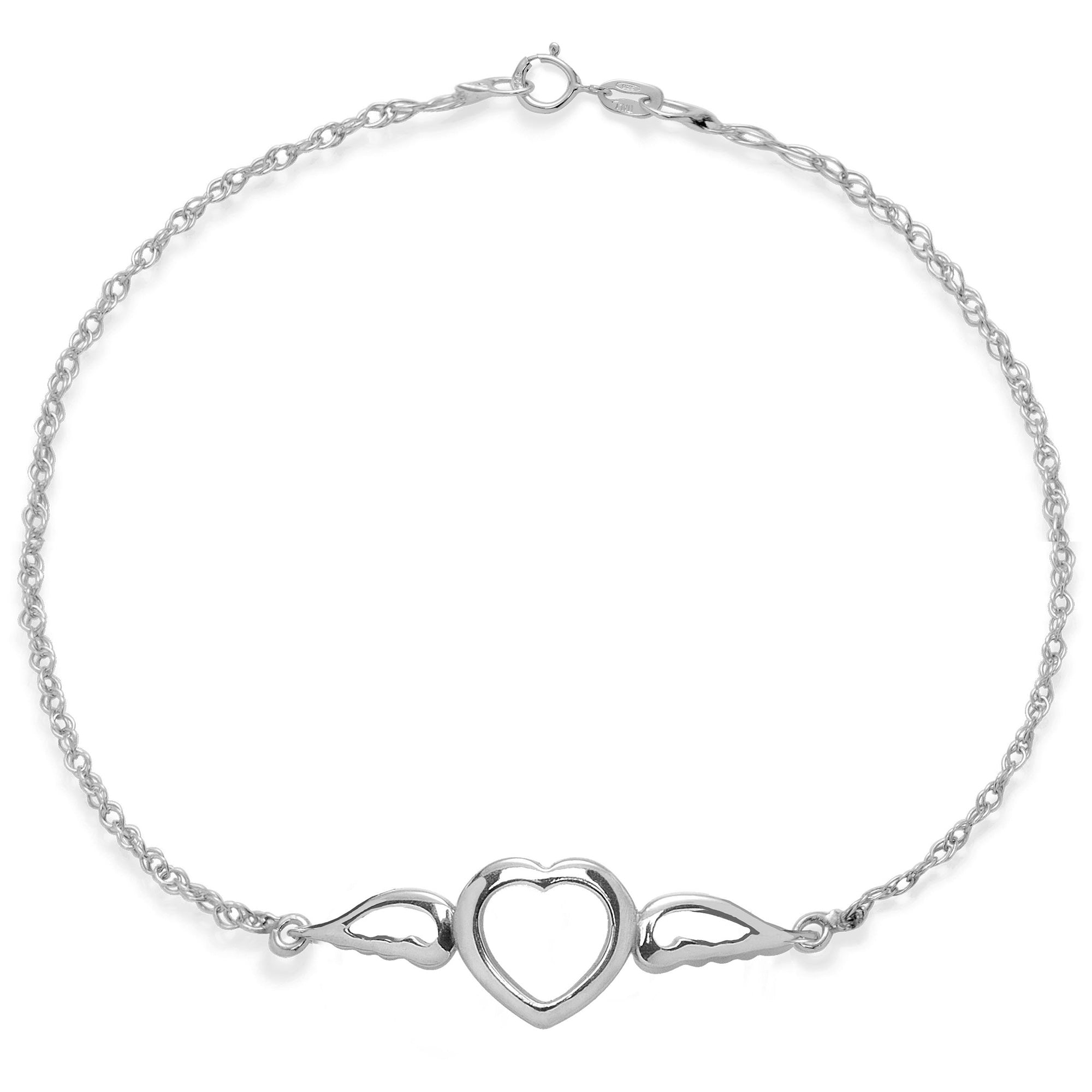 Armband Herz mit Flügeln silber - Vorderansicht