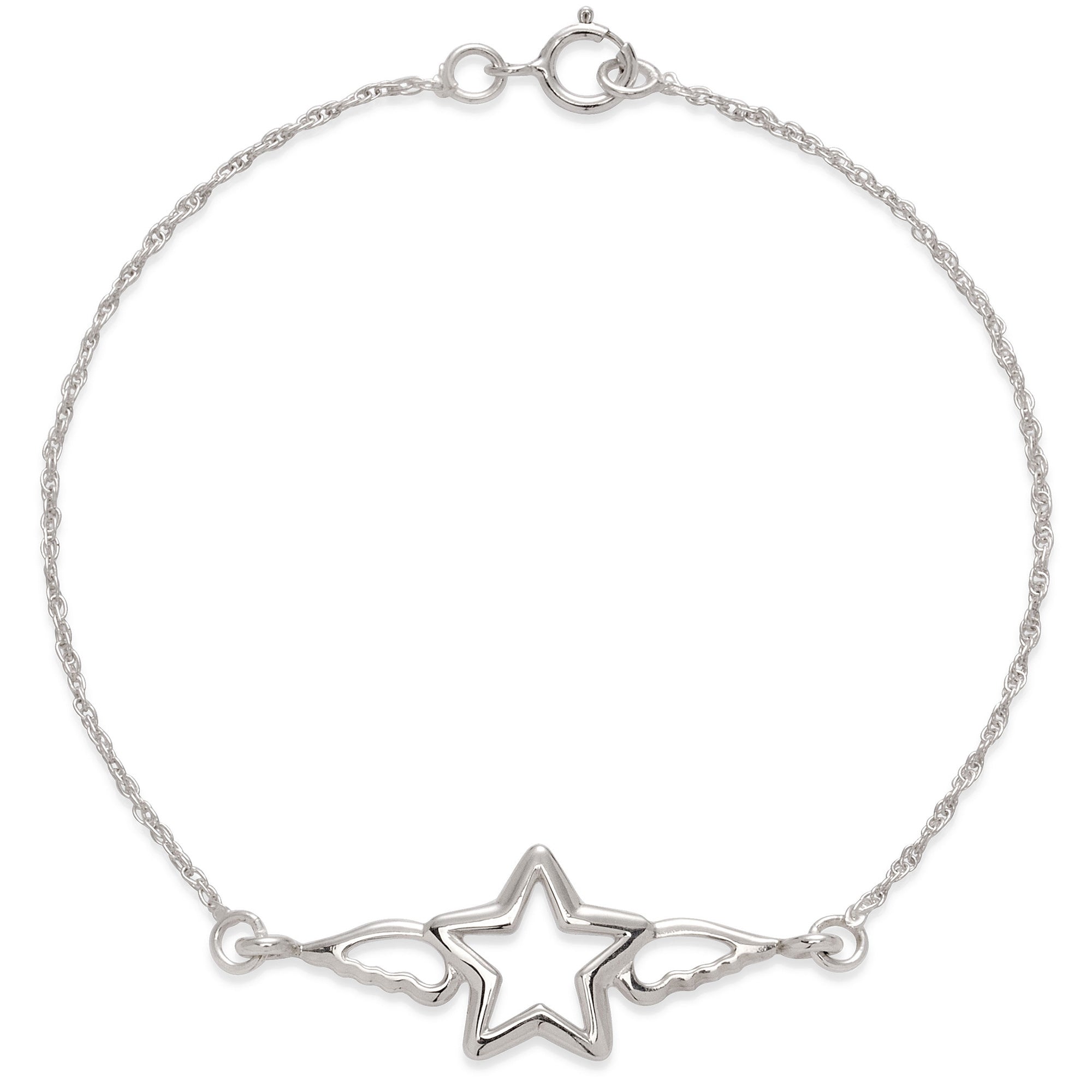 Lilou Armband mit Stern und Flügel, silberfarben, durchbrochen