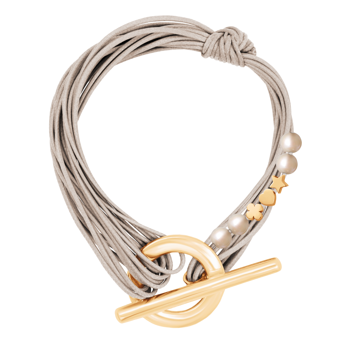 Armband mit vergoldeter Gisele Schliesse mit Etincelle - Beige - Vorderansicht